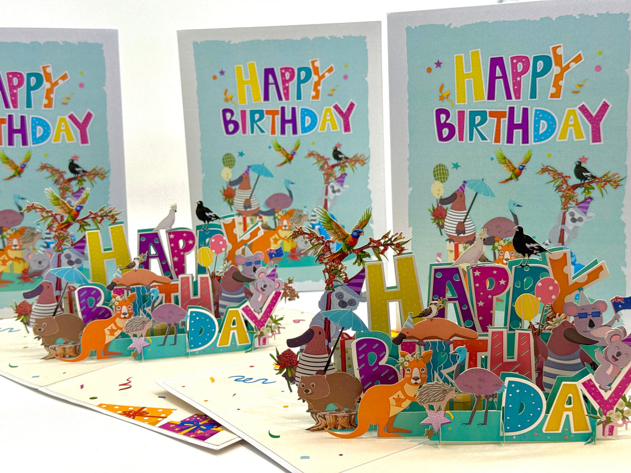 Australian Animal Happy Birthday Party Origami Pop Cards 3D Pop Up Greeting Card Thank You Handmade Happy Birthday Gift Thinking of You Happy Birthday Occasion Australiana Celebrate the Beauty and Happiness During Special Day Best Wishes Gift
