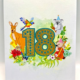 Australian Animal & Native Flower Happy 18th Birthday Origami Pop Cards 3D Pop Up Greeting Card Thank You Handmade Gift Thinking of You Happy Birthday Occasion Australiana Celebrate the Beauty and Happiness During Special Day Best Wishes Gift
