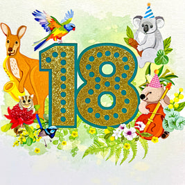 Australian Animal & Native Flower Happy 18th Birthday Origami Pop Cards 3D Pop Up Greeting Card Thank You Handmade Gift Thinking of You Happy Birthday Occasion Australiana Celebrate the Beauty and Happiness During Special Day Best Wishes Gift