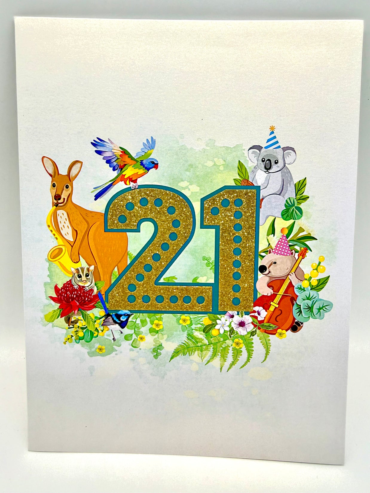 Australian Animal & Native Flower Happy 21st Birthday Origami Pop Cards 3D Pop Up Greeting Card Thank You Handmade Gift Thinking of You Happy Birthday Occasion Australiana Celebrate the Beauty and Happiness During Special Day Best Wishes Gift