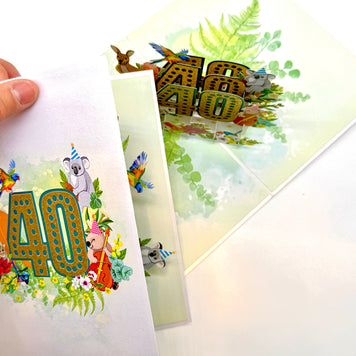 Australian Animal & Native Flower Happy 40th Birthday Origami Pop Cards 3D Pop Up Greeting Card Thank You Handmade Gift Thinking of You Happy Birthday Occasion Australiana Celebrate the Beauty and Happiness During Special Day Best Wishes Gift (Copy)