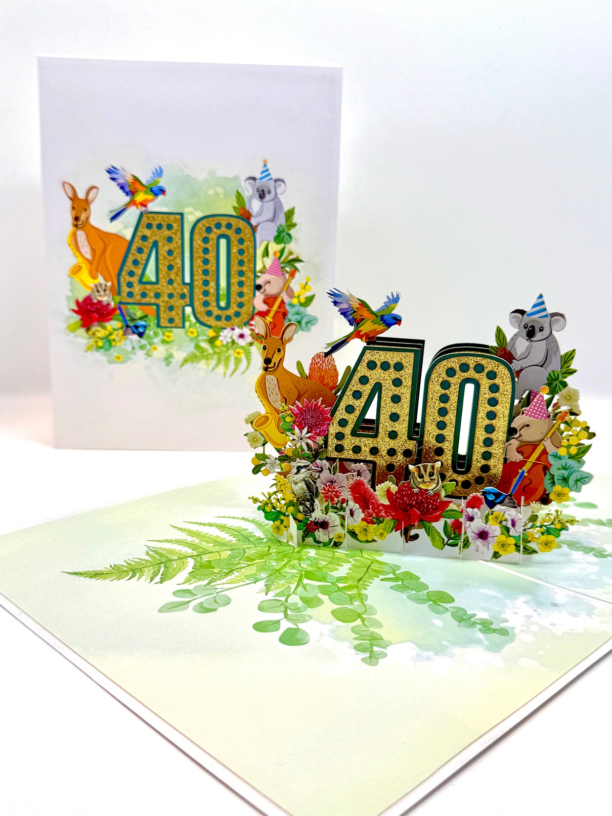 Australian Animal & Native Flower Happy 40th Birthday Origami Pop Cards 3D Pop Up Greeting Card Thank You Handmade Gift Thinking of You Happy Birthday Occasion Australiana Celebrate the Beauty and Happiness During Special Day Best Wishes Gift (Copy)