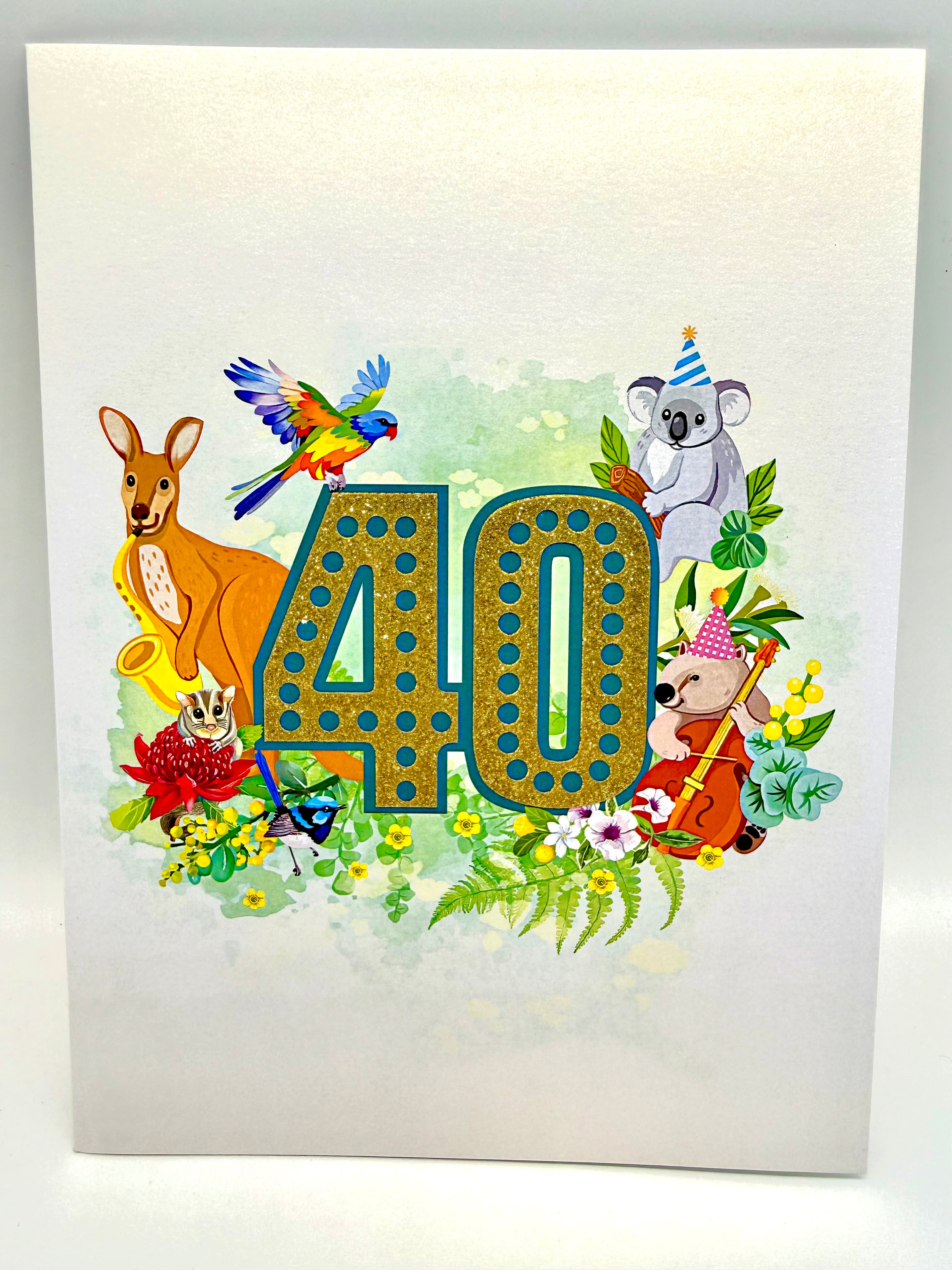 Australian Animal & Native Flower Happy 40th Birthday Origami Pop Cards 3D Pop Up Greeting Card Thank You Handmade Gift Thinking of You Happy Birthday Occasion Australiana Celebrate the Beauty and Happiness During Special Day Best Wishes Gift (Copy)