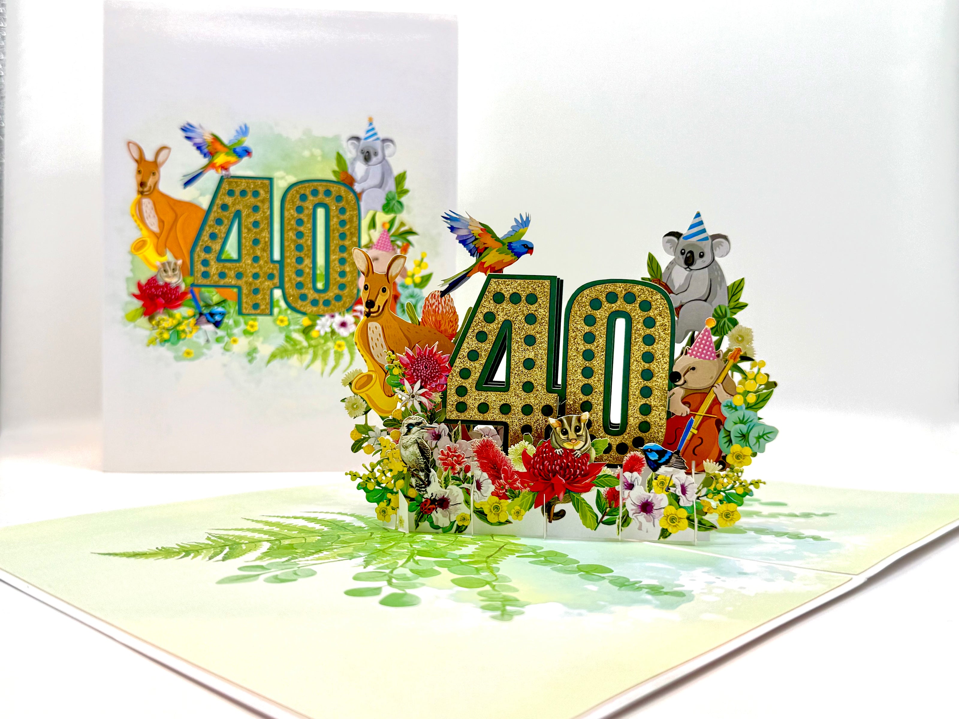 Australian Animal & Native Flower Happy 40th Birthday Origami Pop Cards 3D Pop Up Greeting Card Thank You Handmade Gift Thinking of You Happy Birthday Occasion Australiana Celebrate the Beauty and Happiness During Special Day Best Wishes Gift (Copy)