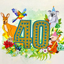 Australian Animal & Native Flower Happy 40th Birthday Origami Pop Cards 3D Pop Up Greeting Card Thank You Handmade Gift Thinking of You Happy Birthday Occasion Australiana Celebrate the Beauty and Happiness During Special Day Best Wishes Gift (Copy)