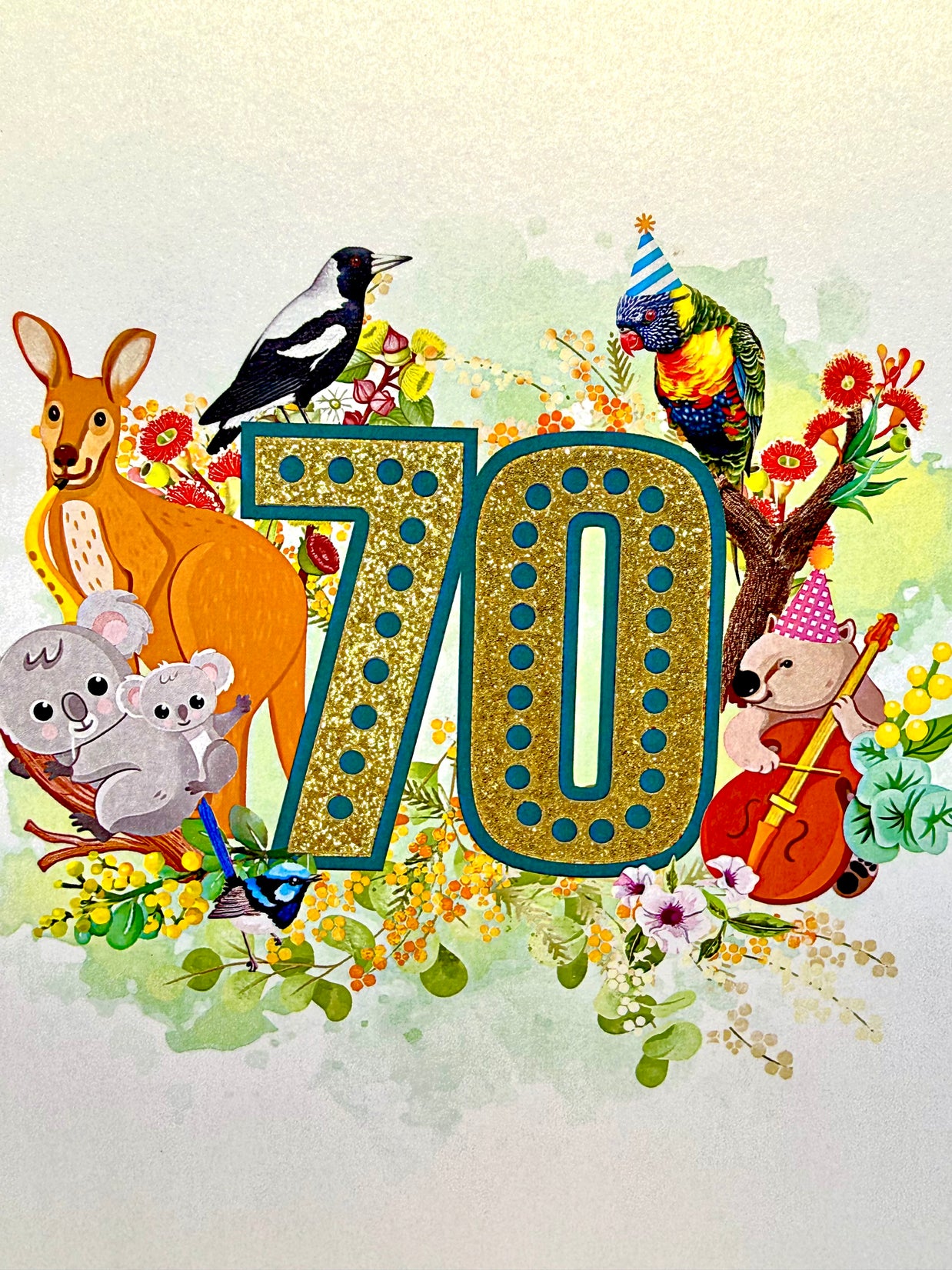 Australian Animal & Native Flower Happy 70th Birthday Origami Pop Cards 3D Pop Up Greeting Card Thank You Handmade Gift Thinking of You Happy Birthday Occasion Australiana Celebrate the Beauty and Happiness During Special Day Best Wishes Gift