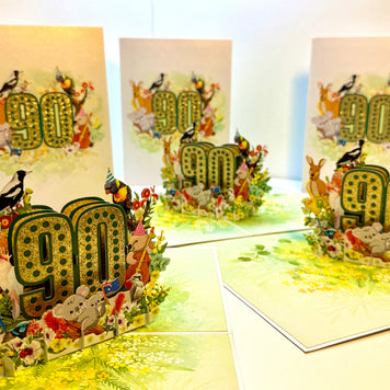Australian Animal & Native Flower Happy 90th Birthday Origami Pop Cards 3D Pop Up Greeting Card Thank You Handmade Gift Thinking of You Happy Birthday Occasion Australiana Celebrate the Beauty and Happiness During Special Day Best Wishes Gift