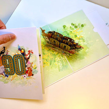 Australian Animal & Native Flower Happy 90th Birthday Origami Pop Cards 3D Pop Up Greeting Card Thank You Handmade Gift Thinking of You Happy Birthday Occasion Australiana Celebrate the Beauty and Happiness During Special Day Best Wishes Gift