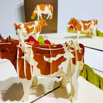 Australian Cow in Brown & White Origami Pop Cards 3D Pop Up Greeting Card Happy Birthday Thank You Handmade Gift Thinking of You Blank Card for Any Occasion Happy Mother's Day Happy Father's Australiana Celebrate the Beauty of Flower