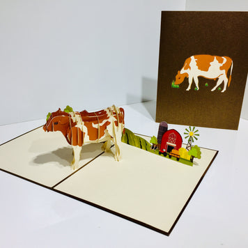 Australian Cow in Brown & White Origami Pop Cards 3D Pop Up Greeting Card Happy Birthday Thank You Handmade Gift Thinking of You Blank Card for Any Occasion Happy Mother's Day Happy Father's Australiana Celebrate the Beauty of Flower