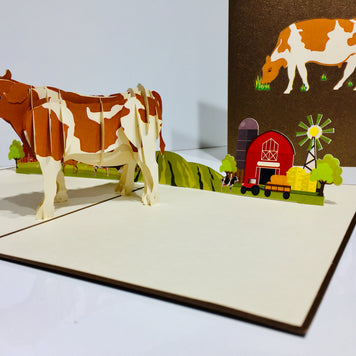 Australian Cow in Brown & White Origami Pop Cards 3D Pop Up Greeting Card Happy Birthday Thank You Handmade Gift Thinking of You Blank Card for Any Occasion Happy Mother's Day Happy Father's Australiana Celebrate the Beauty of Flower