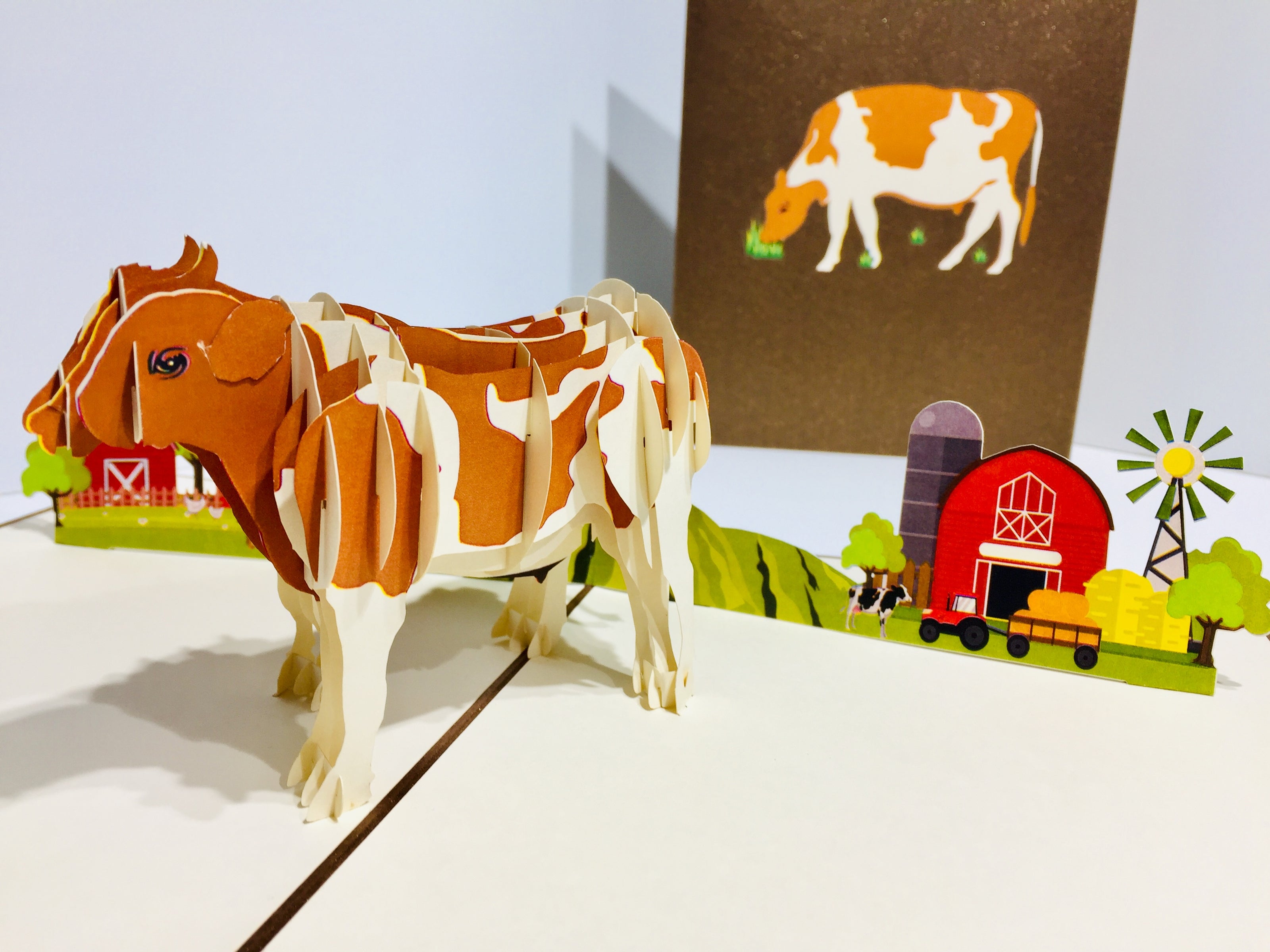 Australian Cow in Brown & White Origami Pop Cards 3D Pop Up Greeting Card Happy Birthday Thank You Handmade Gift Thinking of You Blank Card for Any Occasion Happy Mother's Day Happy Father's Australiana Celebrate the Beauty of Flower