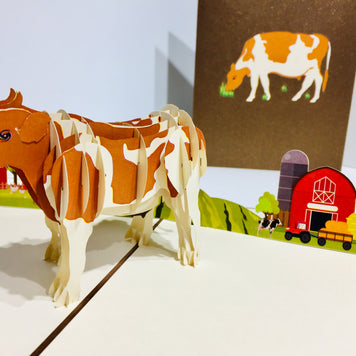 Australian Cow in Brown & White Origami Pop Cards 3D Pop Up Greeting Card Happy Birthday Thank You Handmade Gift Thinking of You Blank Card for Any Occasion Happy Mother's Day Happy Father's Australiana Celebrate the Beauty of Flower