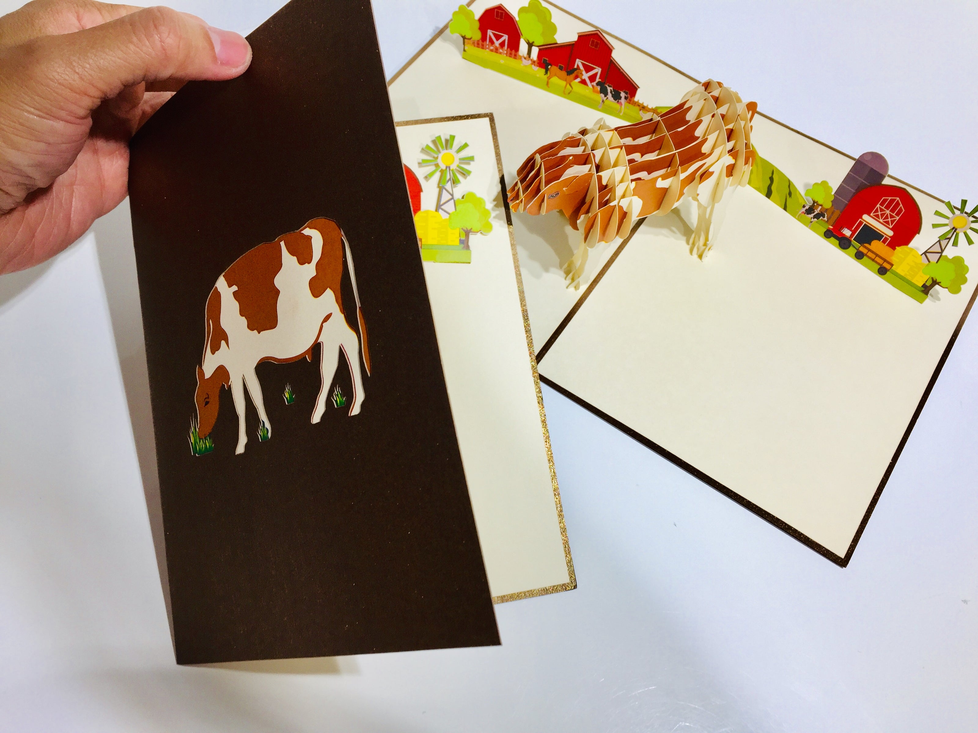 Australian Cow in Brown & White Origami Pop Cards 3D Pop Up Greeting Card Happy Birthday Thank You Handmade Gift Thinking of You Blank Card for Any Occasion Happy Mother's Day Happy Father's Australiana Celebrate the Beauty of Flower