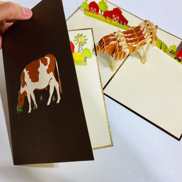 Australian Cow in Brown & White Origami Pop Cards 3D Pop Up Greeting Card Happy Birthday Thank You Handmade Gift Thinking of You Blank Card for Any Occasion Happy Mother's Day Happy Father's Australiana Celebrate the Beauty of Flower