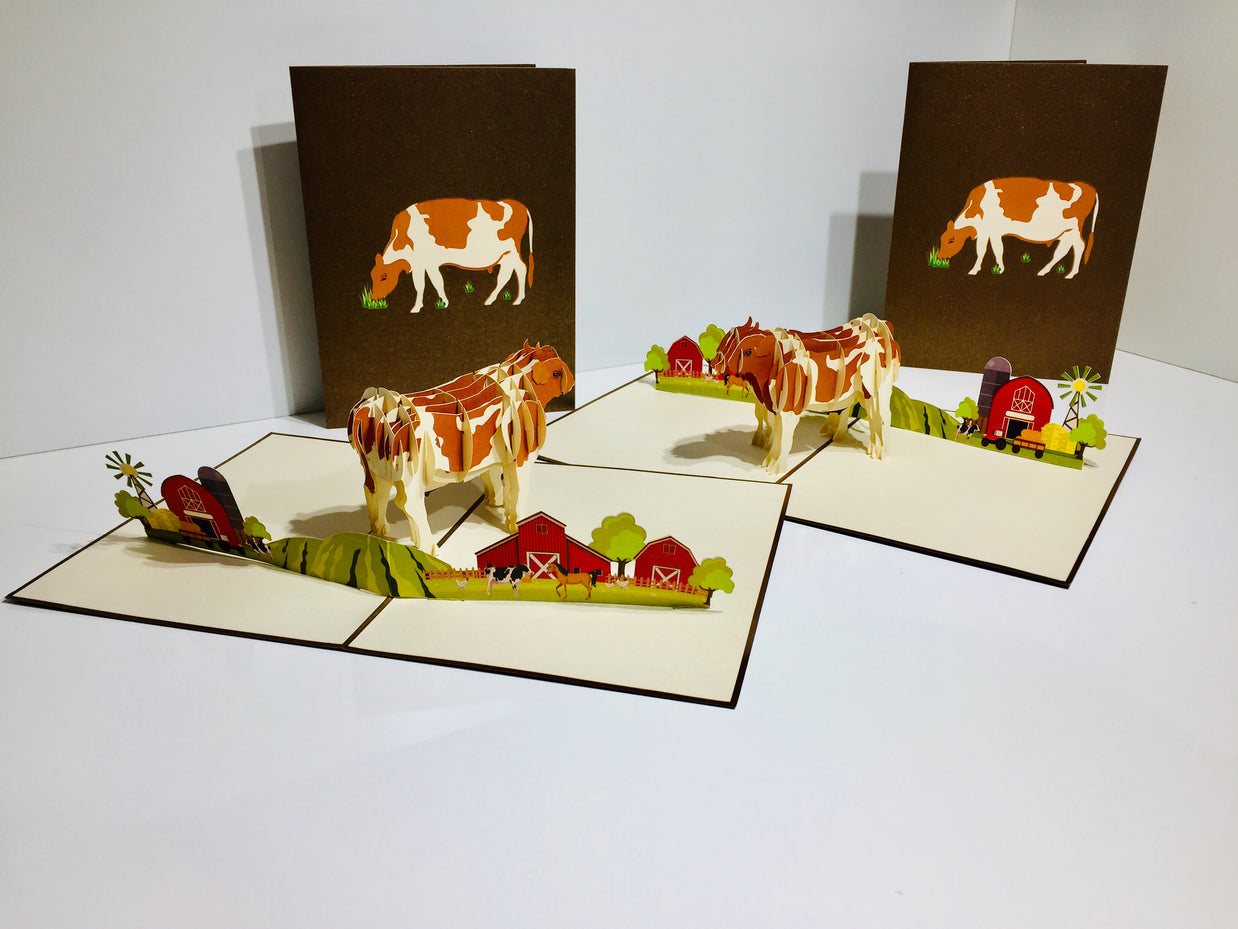 Australian Cow in Brown & White Origami Pop Cards 3D Pop Up Greeting Card Happy Birthday Thank You Handmade Gift Thinking of You Blank Card for Any Occasion Happy Mother's Day Happy Father's Australiana Celebrate the Beauty of Flower