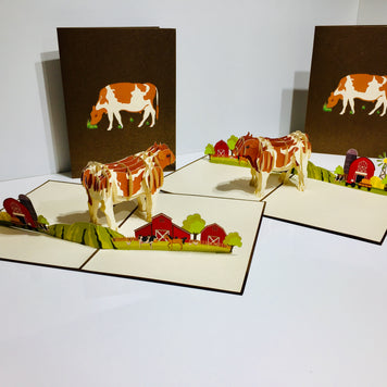 Australian Cow in Brown & White Origami Pop Cards 3D Pop Up Greeting Card Happy Birthday Thank You Handmade Gift Thinking of You Blank Card for Any Occasion Happy Mother's Day Happy Father's Australiana Celebrate the Beauty of Flower
