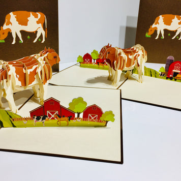 Australian Cow in Brown & White Origami Pop Cards 3D Pop Up Greeting Card Happy Birthday Thank You Handmade Gift Thinking of You Blank Card for Any Occasion Happy Mother's Day Happy Father's Australiana Celebrate the Beauty of Flower