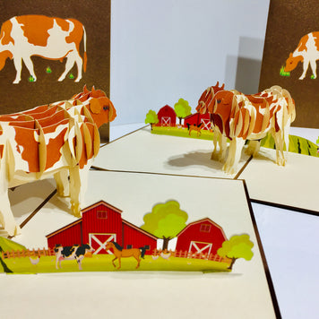 Australian Cow in Brown & White Origami Pop Cards 3D Pop Up Greeting Card Happy Birthday Thank You Handmade Gift Thinking of You Blank Card for Any Occasion Happy Mother's Day Happy Father's Australiana Celebrate the Beauty of Flower