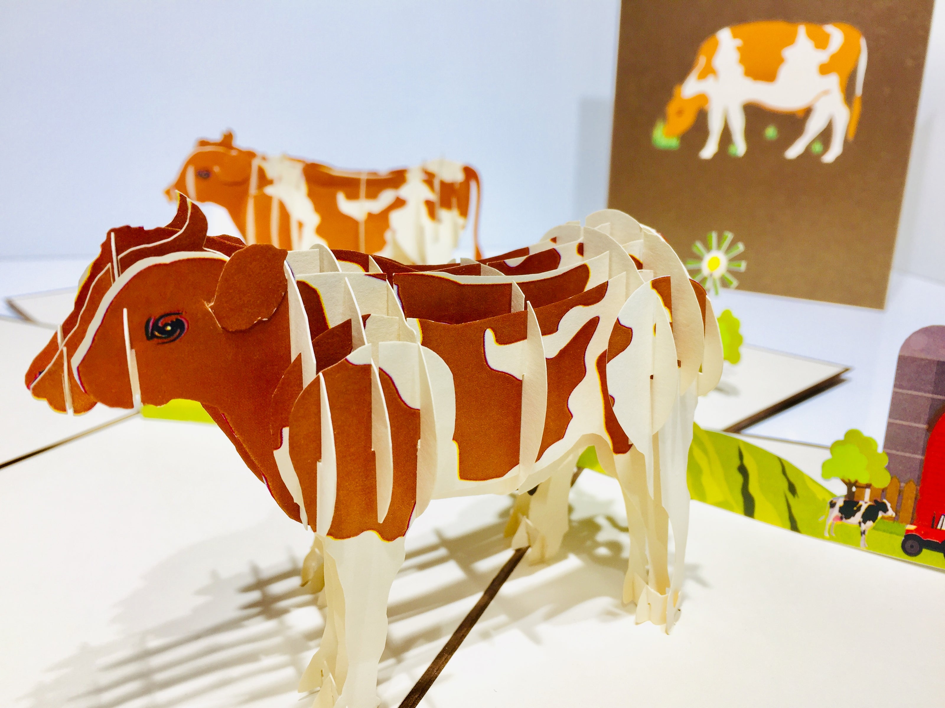 Australian Cow in Brown & White Origami Pop Cards 3D Pop Up Greeting Card Happy Birthday Thank You Handmade Gift Thinking of You Blank Card for Any Occasion Happy Mother's Day Happy Father's Australiana Celebrate the Beauty of Flower