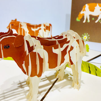 Australian Cow in Brown & White Origami Pop Cards 3D Pop Up Greeting Card Happy Birthday Thank You Handmade Gift Thinking of You Blank Card for Any Occasion Happy Mother's Day Happy Father's Australiana Celebrate the Beauty of Flower