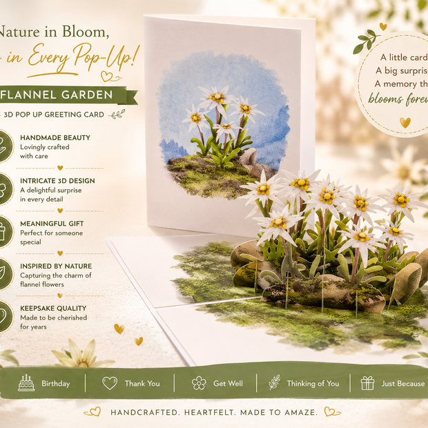 Australian Flannel Native Flower Garden Origami Pop Cards 3D Pop Up Greeting Card Happy Birthday Thank You Handmade Gift Thinking of You Blank Card for Any Occasion Happy Mother's Day Happy Father's Australiana Celebrate the Beauty of Flower