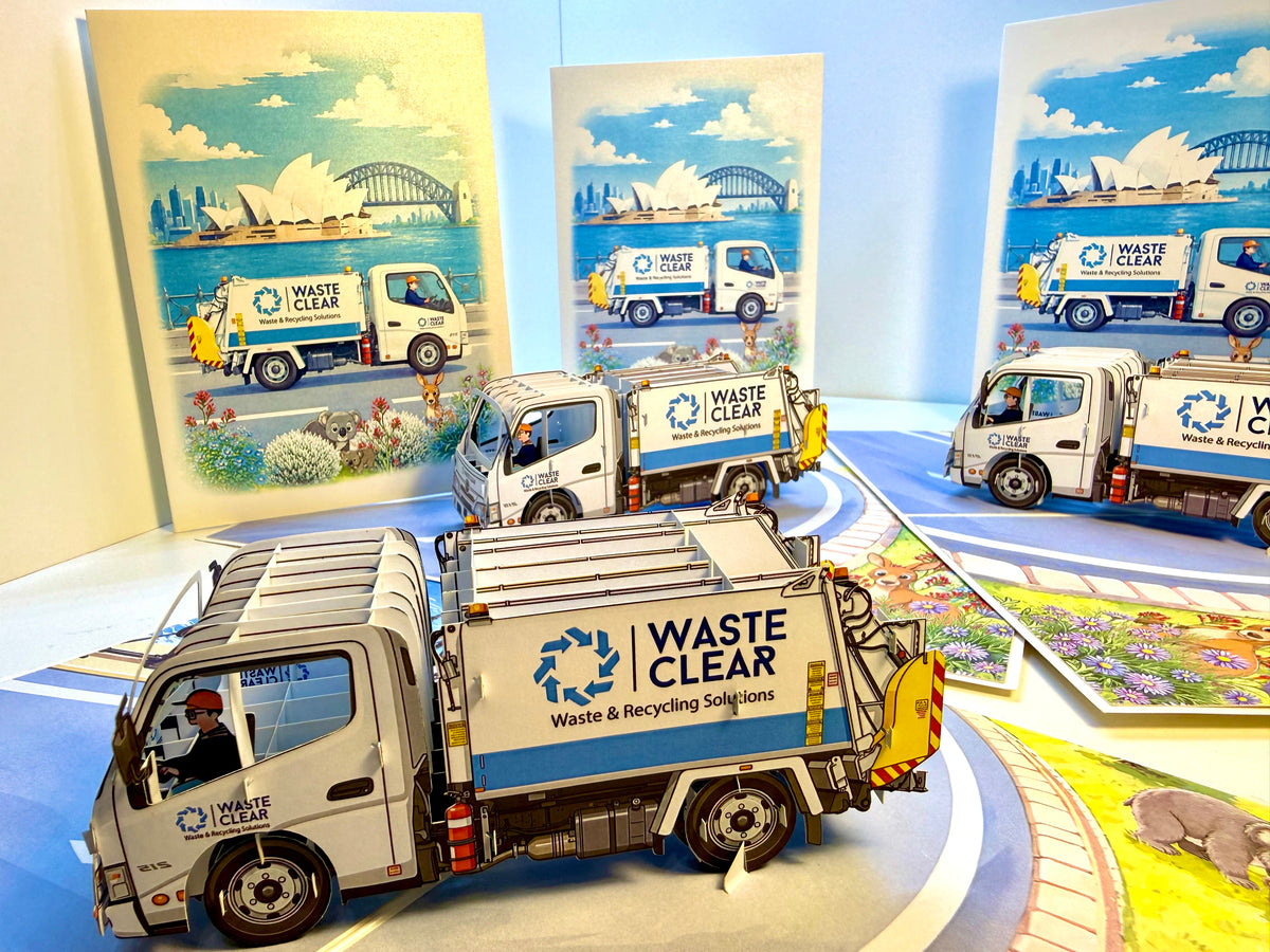 Australian Garbage Collection Truck Origami Pop Cards 3D Pop Up Greeting Card Thank You Handmade Gift Thinking of You Happy Birthday Occasion Australiana Celebrate the Beauty and Happiness During Special Day