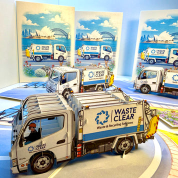 Australian Garbage Collection Truck Origami Pop Cards 3D Pop Up Greeting Card Thank You Handmade Gift Thinking of You Happy Birthday Occasion Australiana Celebrate the Beauty and Happiness During Special Day