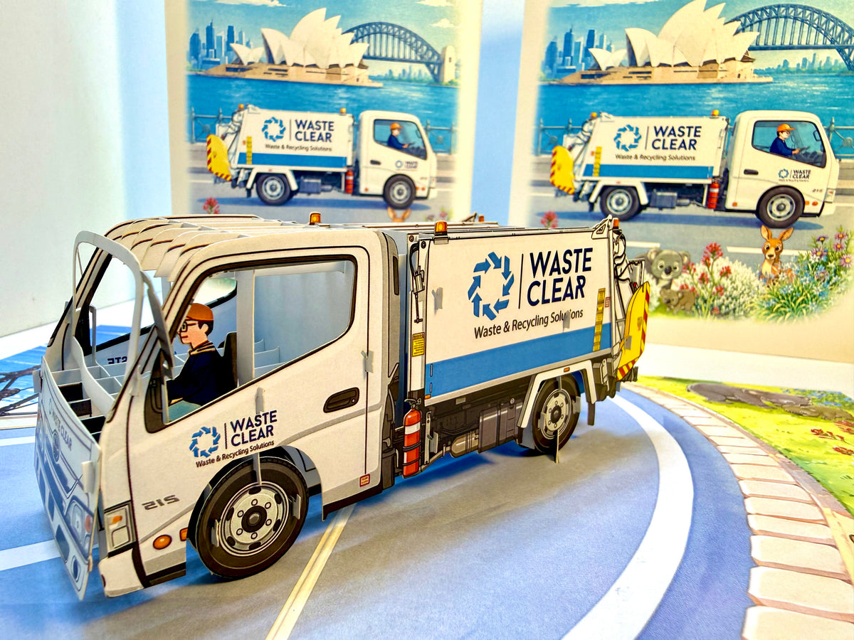 Australian Garbage Collection Truck Origami Pop Cards 3D Pop Up Greeting Card Thank You Handmade Gift Thinking of You Happy Birthday Occasion Australiana Celebrate the Beauty and Happiness During Special Day