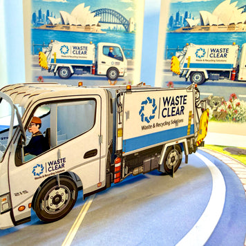 Australian Garbage Collection Truck Origami Pop Cards 3D Pop Up Greeting Card Thank You Handmade Gift Thinking of You Happy Birthday Occasion Australiana Celebrate the Beauty and Happiness During Special Day