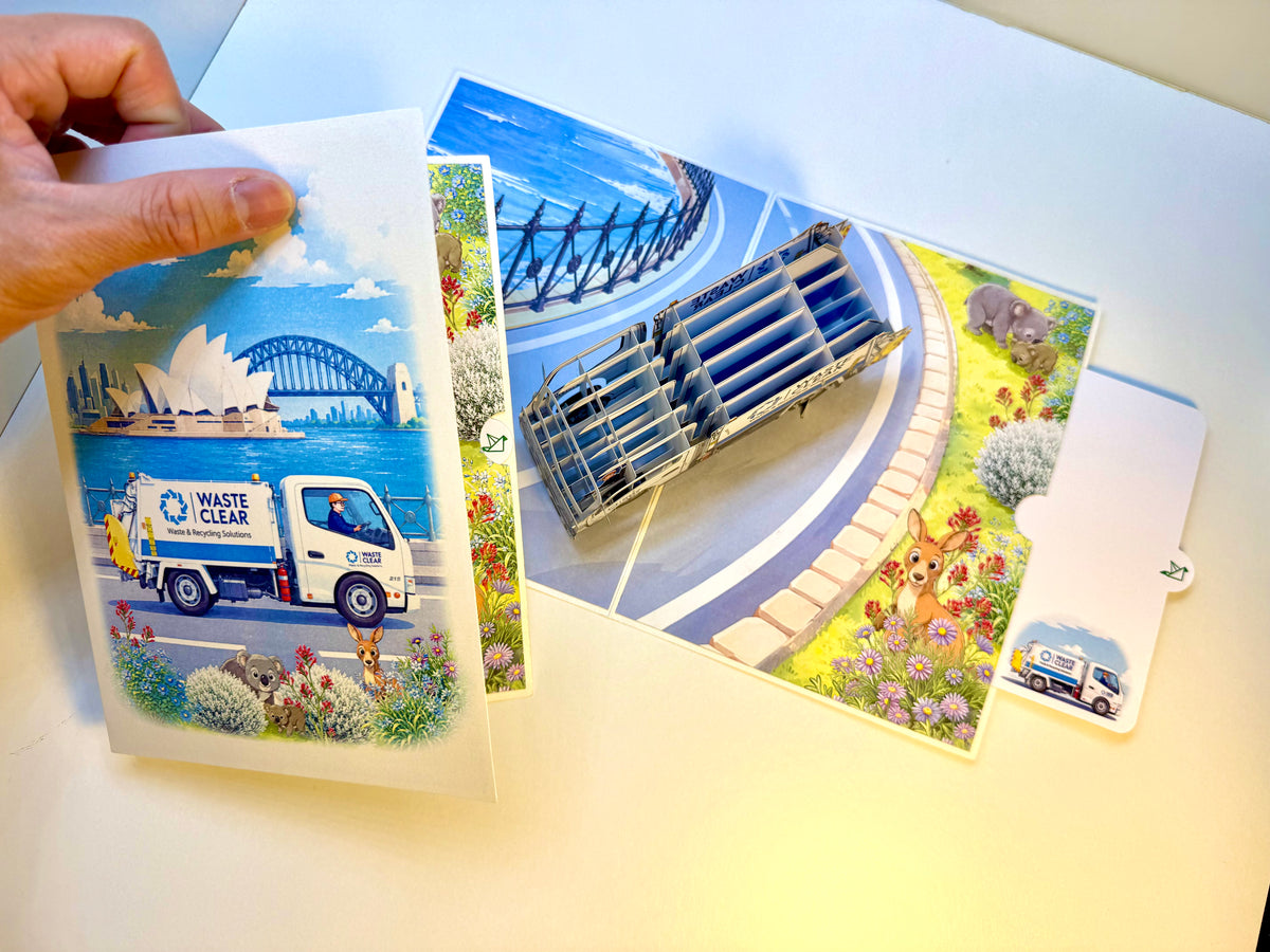 Australian Garbage Collection Truck Origami Pop Cards 3D Pop Up Greeting Card Thank You Handmade Gift Thinking of You Happy Birthday Occasion Australiana Celebrate the Beauty and Happiness During Special Day