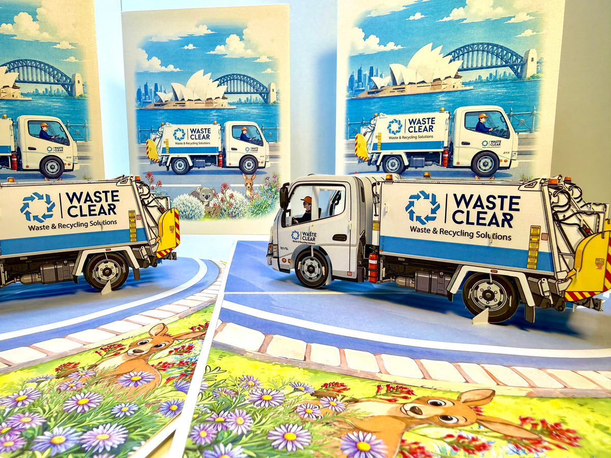 Australian Garbage Collection Truck Origami Pop Cards 3D Pop Up Greeting Card Thank You Handmade Gift Thinking of You Happy Birthday Occasion Australiana Celebrate the Beauty and Happiness During Special Day