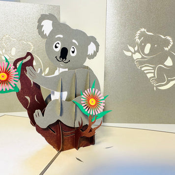 Australian Koala & Gumnut Blossoms Origami Pop Cards 3D Pop Up Greeting Card Happy Birthday Thank You Handmade Gift Thinking of You Blank Card for Any Occasion Happy Mother's Day Happy Father's Australiana Animals