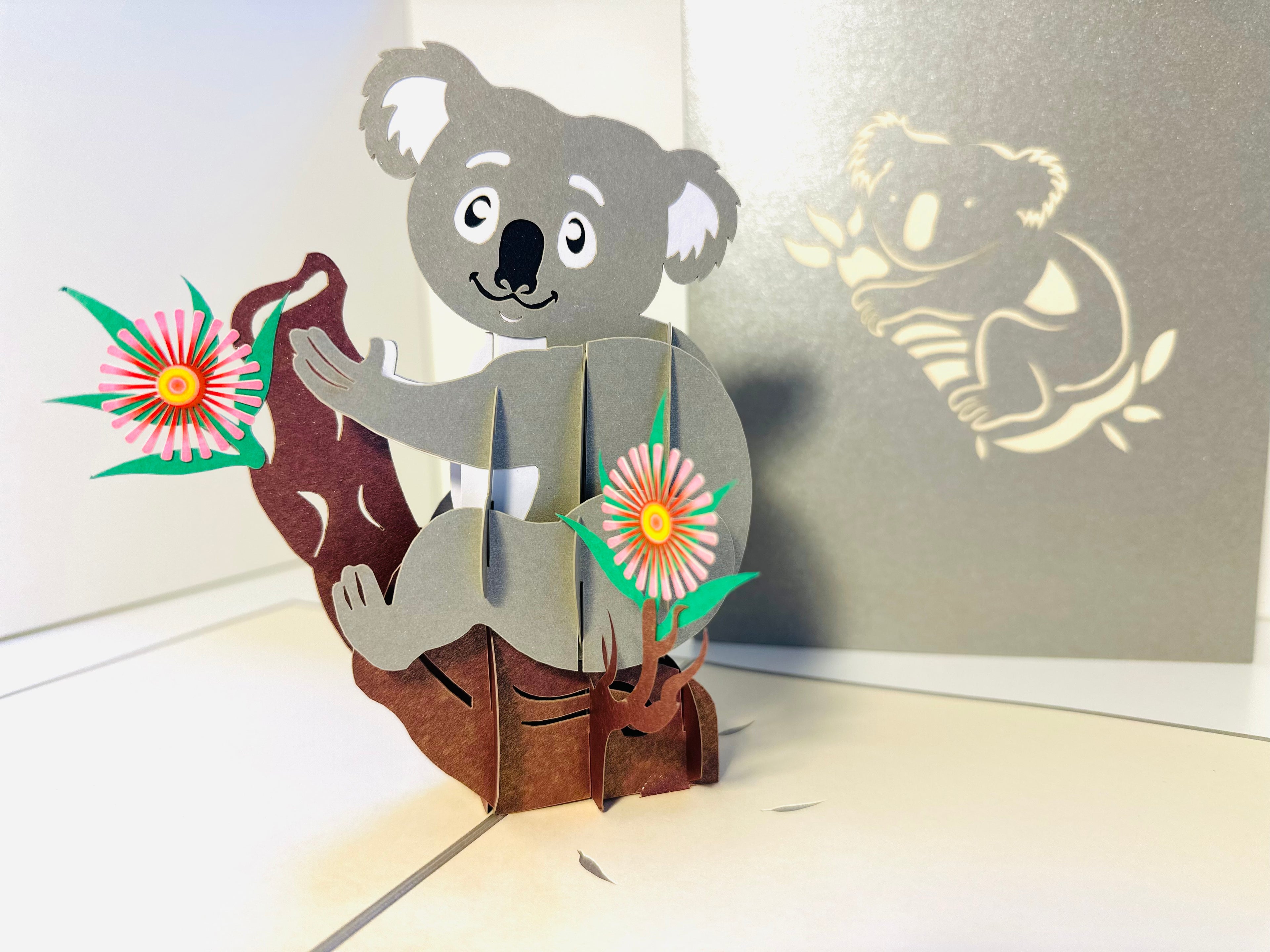 Australian Koala & Gumnut Blossoms Origami Pop Cards 3D Pop Up Greeting Card Happy Birthday Thank You Handmade Gift Thinking of You Blank Card for Any Occasion Happy Mother's Day Happy Father's Australiana Animals