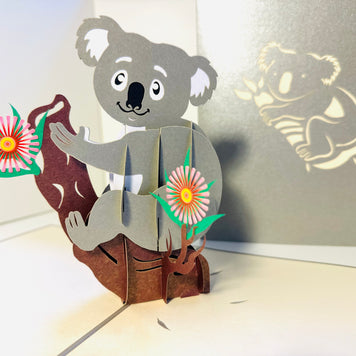 Australian Koala & Gumnut Blossoms Origami Pop Cards 3D Pop Up Greeting Card Happy Birthday Thank You Handmade Gift Thinking of You Blank Card for Any Occasion Happy Mother's Day Happy Father's Australiana Animals