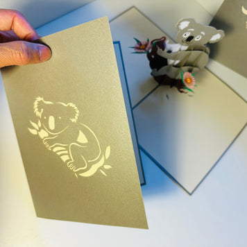 Australian Koala & Gumnut Blossoms Origami Pop Cards 3D Pop Up Greeting Card Happy Birthday Thank You Handmade Gift Thinking of You Blank Card for Any Occasion Happy Mother's Day Happy Father's Australiana Animals