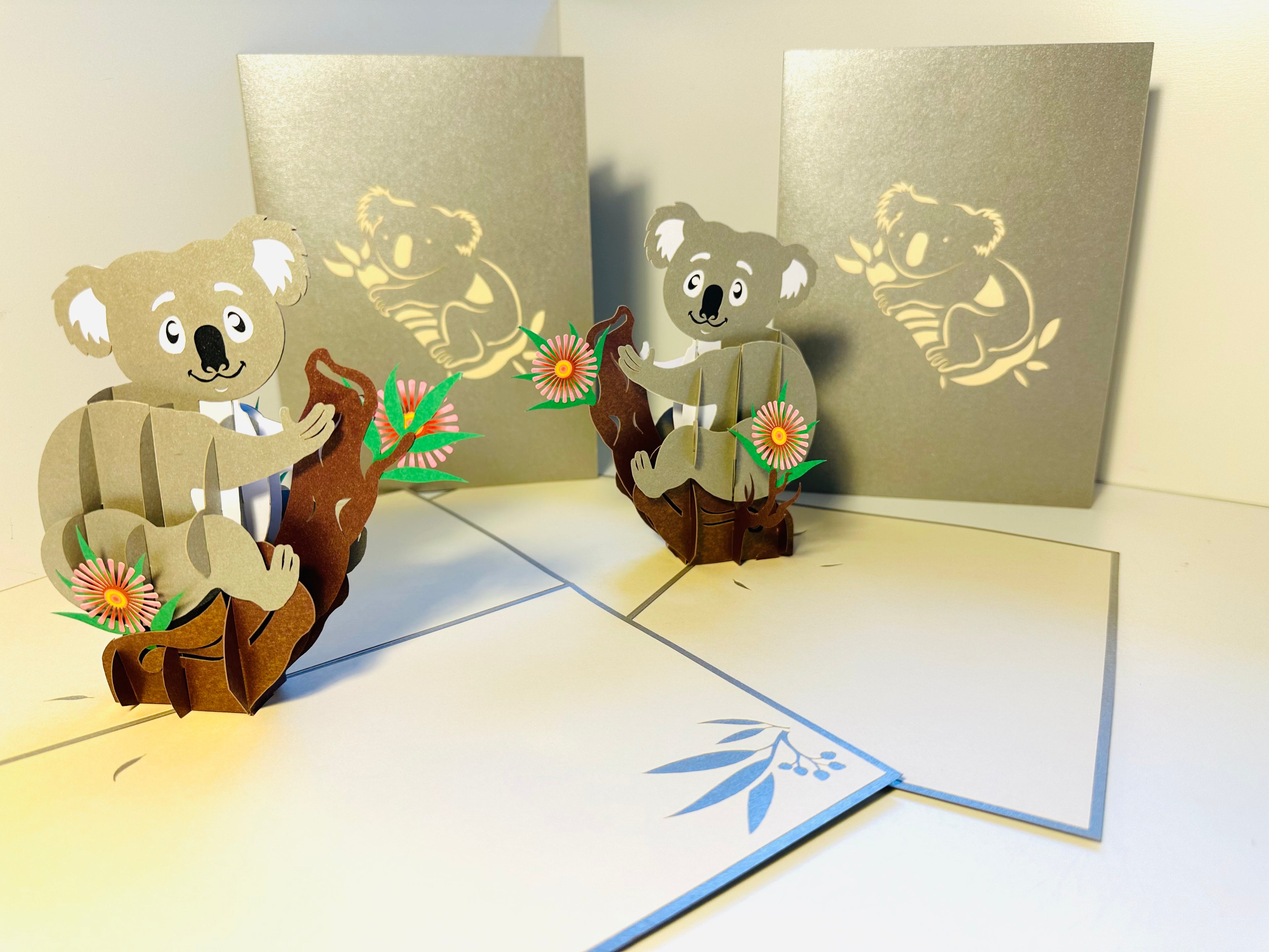 Australian Koala & Gumnut Blossoms Origami Pop Cards 3D Pop Up Greeting Card Happy Birthday Thank You Handmade Gift Thinking of You Blank Card for Any Occasion Happy Mother's Day Happy Father's Australiana Animals
