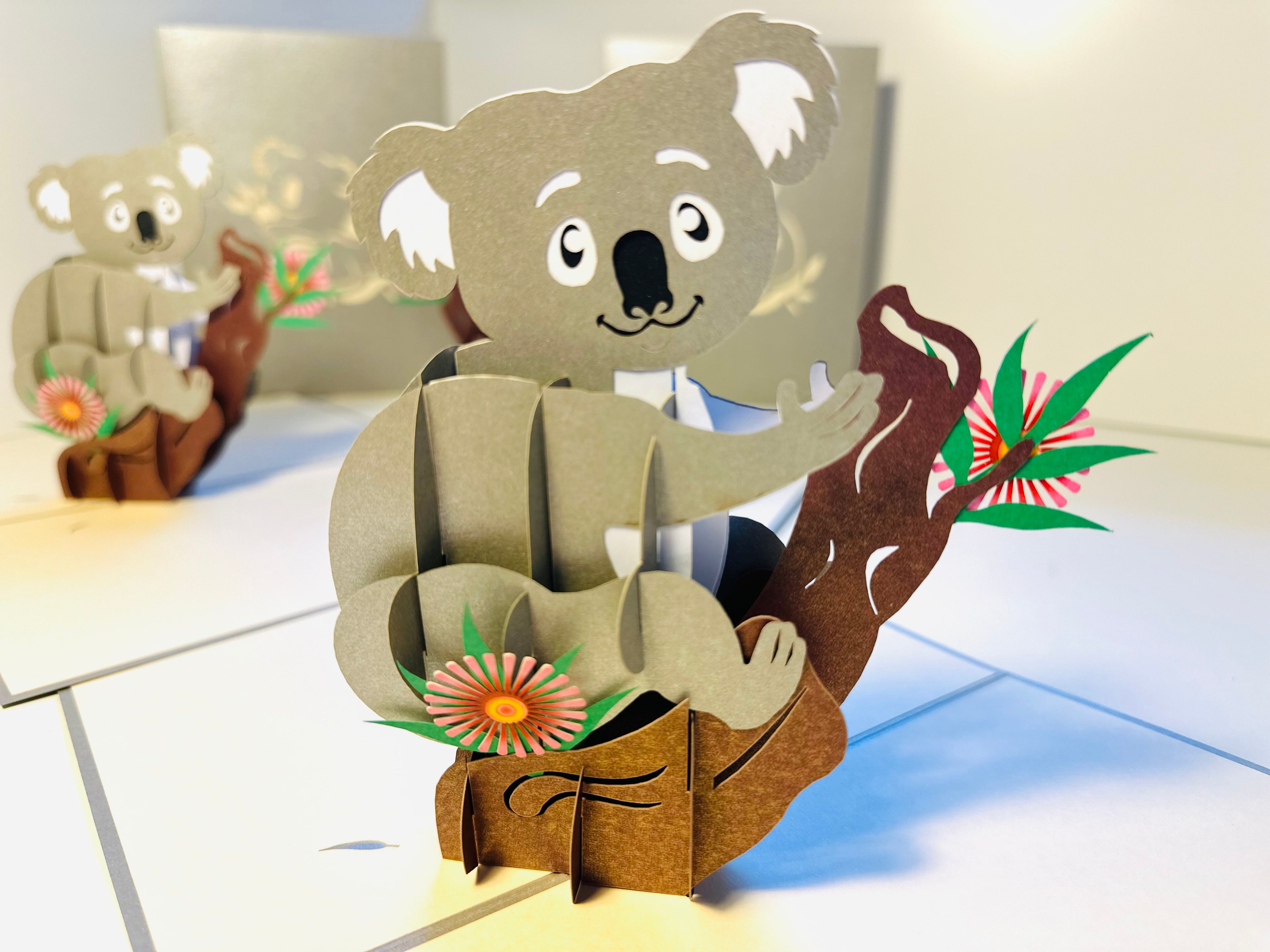 Australian Koala & Gumnut Blossoms Origami Pop Cards 3D Pop Up Greeting Card Happy Birthday Thank You Handmade Gift Thinking of You Blank Card for Any Occasion Happy Mother's Day Happy Father's Australiana Animals