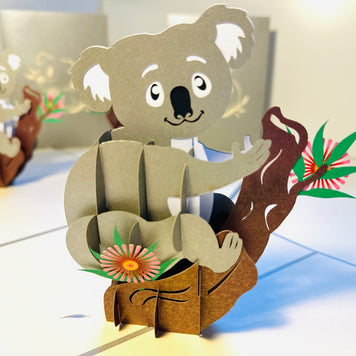 Australian Koala & Gumnut Blossoms Origami Pop Cards 3D Pop Up Greeting Card Happy Birthday Thank You Handmade Gift Thinking of You Blank Card for Any Occasion Happy Mother's Day Happy Father's Australiana Animals
