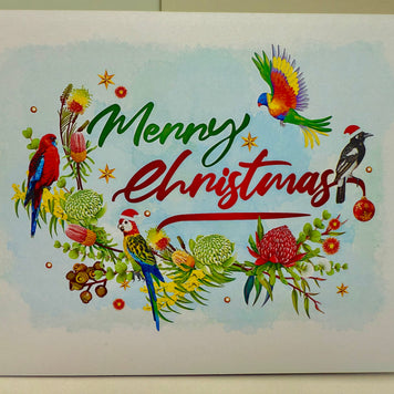 Australian Native Birds & Flowers Christmas Tree Origami Pop Cards 3D Pop Up Greeting Card Merry Christmas Thank You Handmade Best Wishes Blank Card Gift Happy Holidays Celebrate the Special Day