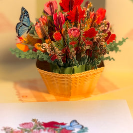Australian Native Flower Basket with a Blue Butterfly Origami Pop Cards 3D Pop Up Greeting Card Happy Birthday Thank You Handmade Gift Thinking of You Blank Card for Any Occasion Happy Mother's Day Happy Father's Australiana Celebrate the Beauty of Flower