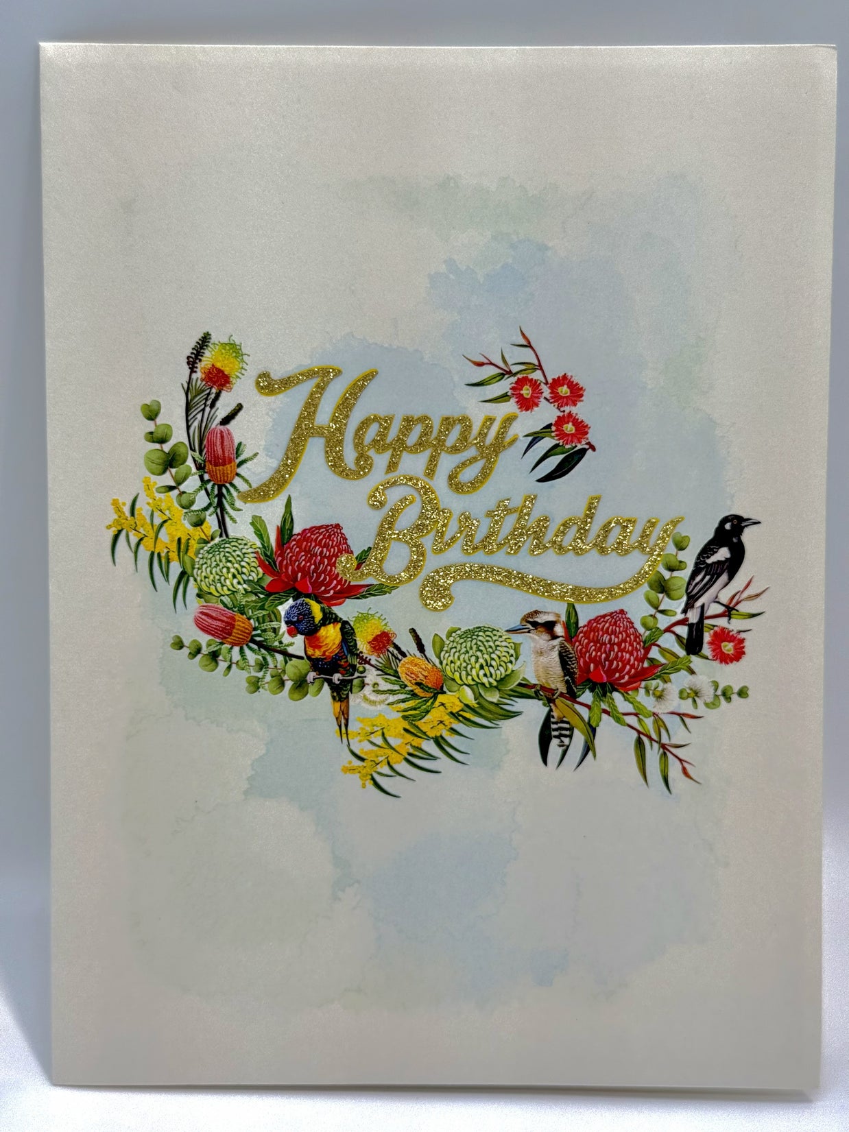 Australian Native Garden & Birds Happy Birthday Origami Pop Cards 3D Pop Up Greeting Card Thank You Handmade Gift Thinking of You Happy Birthday Occasion Australiana Celebrate the Beauty and Happiness During Special Day Best Wishes Gift