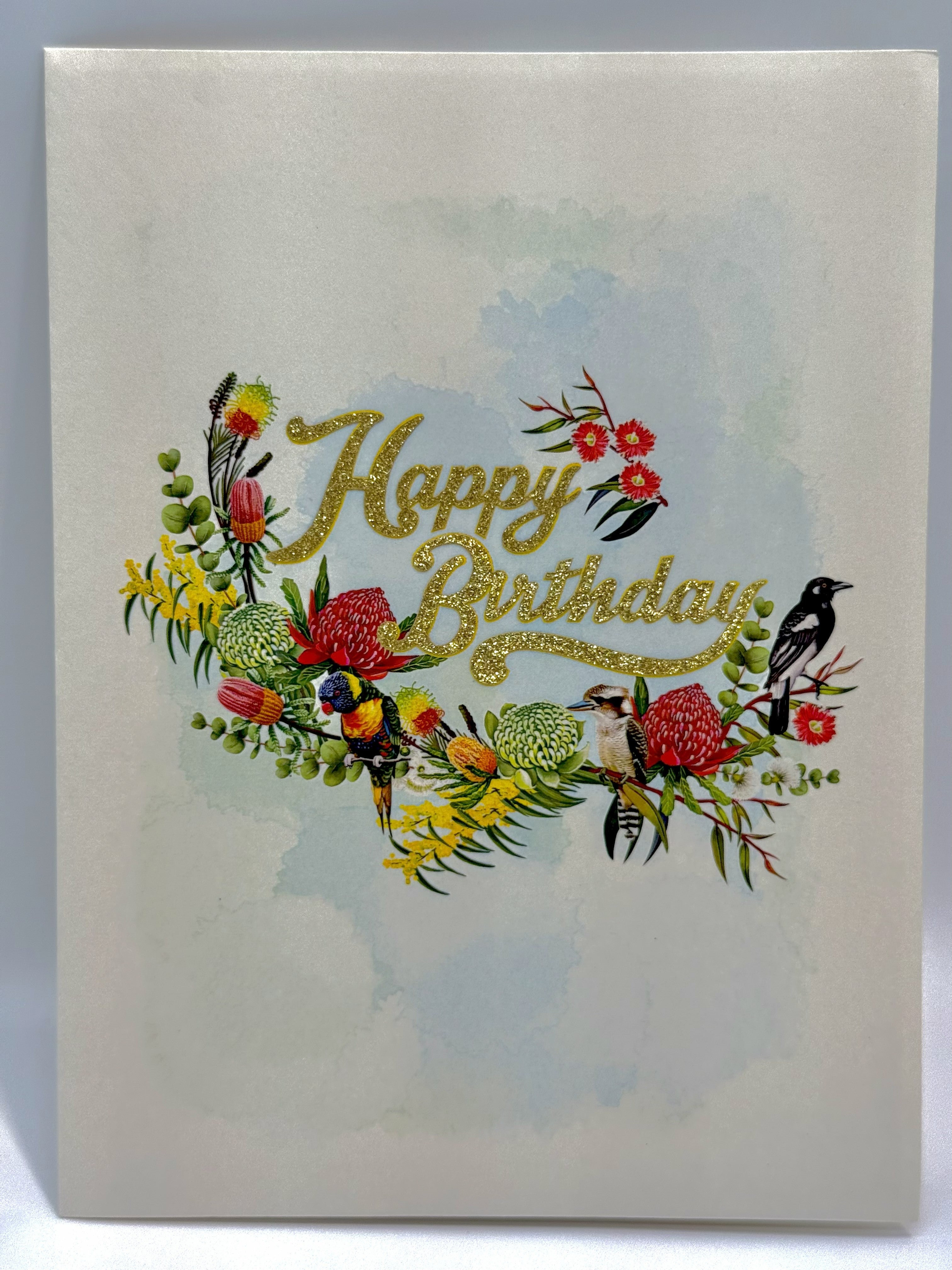 Australian Native Garden & Birds Happy Birthday Origami Pop Cards 3D Pop Up Greeting Card Thank You Handmade Gift Thinking of You Happy Birthday Occasion Australiana Celebrate the Beauty and Happiness During Special Day Best Wishes Gift