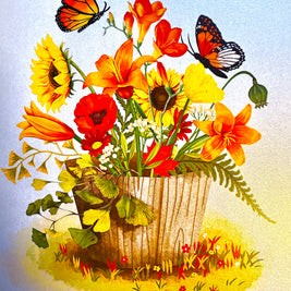 Autumn Flowers in Bucket with Butterflies Origami Pop Cards 3D Pop Up Greeting Card Happy Birthday Thank You Handmade Gift Thinking of You Blank Card for Any Occasion Happy Mother's Day Happy Father's Australiana Celebrate the Beauty of Autumn Flower