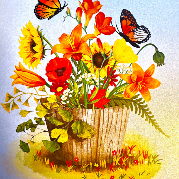 Autumn Flowers in Bucket with Butterflies Origami Pop Cards 3D Pop Up Greeting Card Happy Birthday Thank You Handmade Gift Thinking of You Blank Card for Any Occasion Happy Mother's Day Happy Father's Australiana Celebrate the Beauty of Autumn Flower