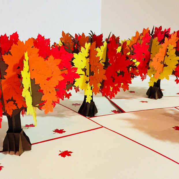 Autumn Japanese Maple Tree with Red - Origami Pop Cards 3D Pop Up Greeting Card Merry Christmas Thank You Handmade Best Wishes Blank Card Gift Happy Holidays Celebrate the Special Day Moment with Family and Friends