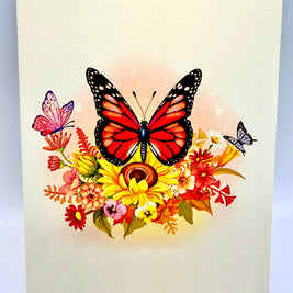 Autumn Sunflower Garden with Butterflies Origami Pop Cards 3D Pop Up Greeting Card Happy Birthday Thank You Handmade Gift Thinking of You Blank Card for Any Occasion Happy Mother's Day Happy Father's Celebrate the Beauty of Flower and Butterflies