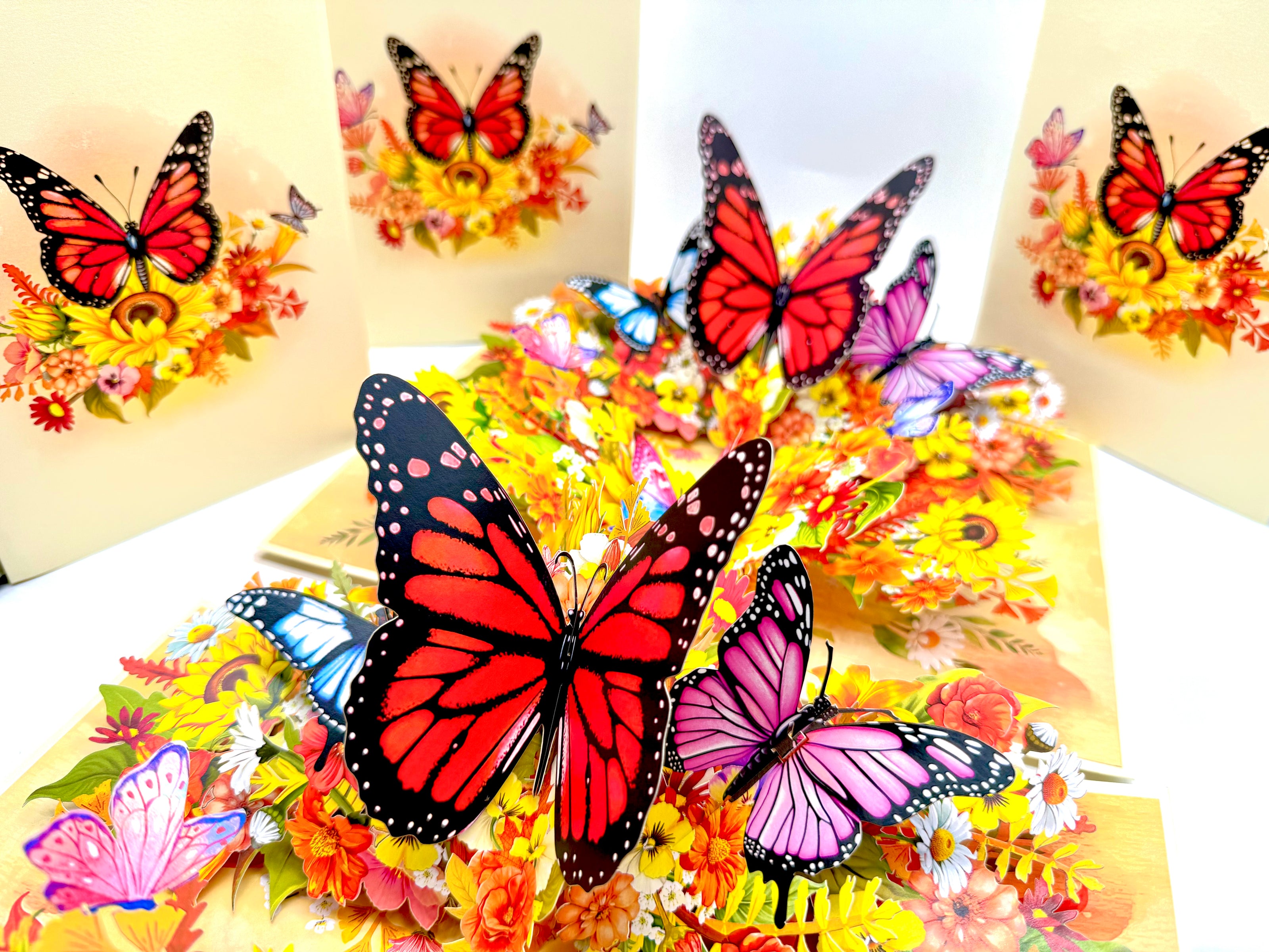 Autumn Sunflower Garden with Butterflies Origami Pop Cards 3D Pop Up Greeting Card Happy Birthday Thank You Handmade Gift Thinking of You Blank Card for Any Occasion Happy Mother's Day Happy Father's Celebrate the Beauty of Flower and Butterflies