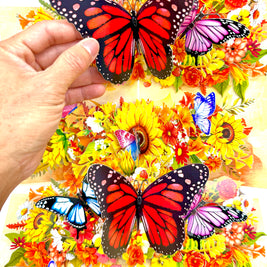 Autumn Sunflower Garden with Butterflies Origami Pop Cards 3D Pop Up Greeting Card Happy Birthday Thank You Handmade Gift Thinking of You Blank Card for Any Occasion Happy Mother's Day Happy Father's Celebrate the Beauty of Flower and Butterflies