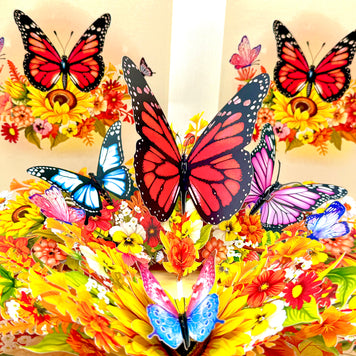 Autumn Sunflower Garden with Butterflies Origami Pop Cards 3D Pop Up Greeting Card Happy Birthday Thank You Handmade Gift Thinking of You Blank Card for Any Occasion Happy Mother's Day Happy Father's Celebrate the Beauty of Flower and Butterflies